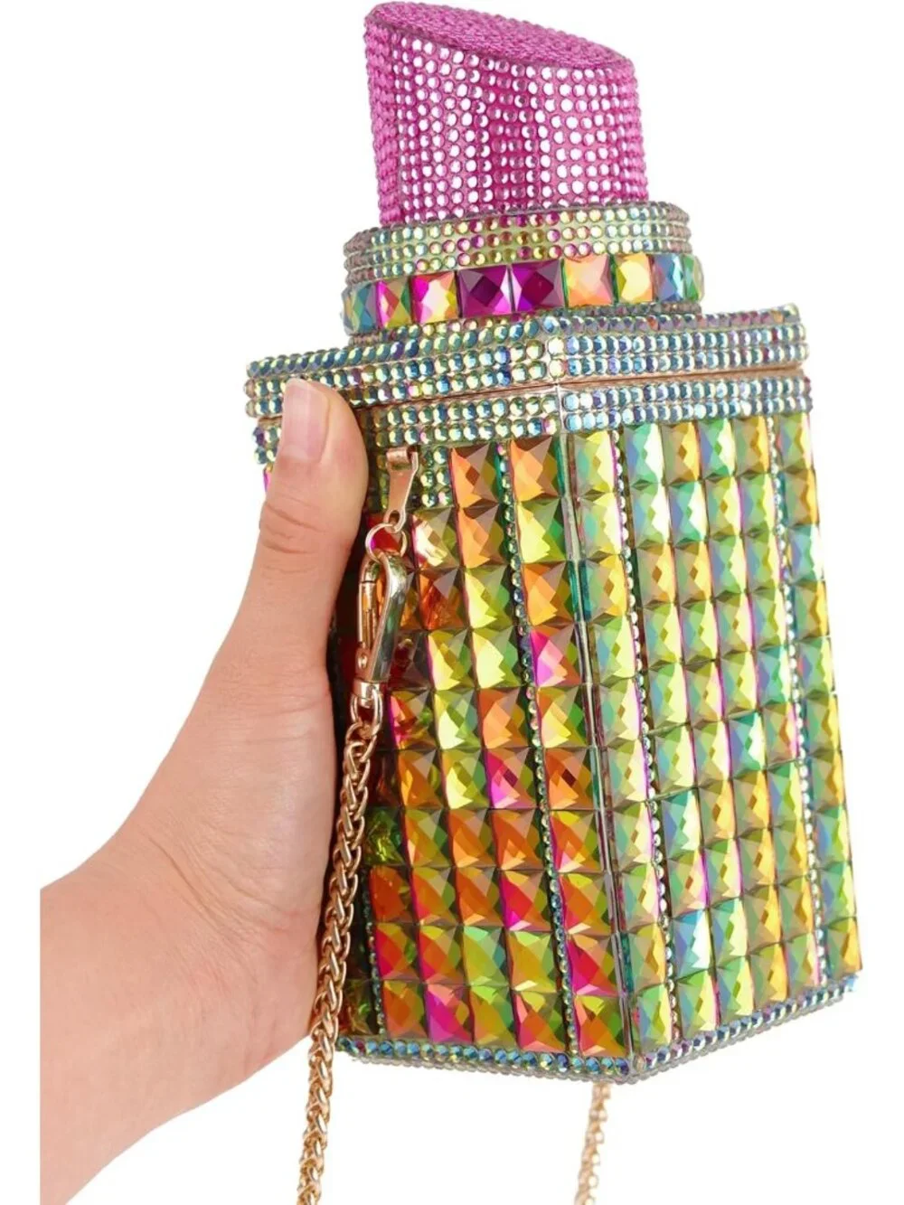 Sparkly Rhinestone Crystal Evening Clutch Bag | Lipstick Shape Purse for Parties
